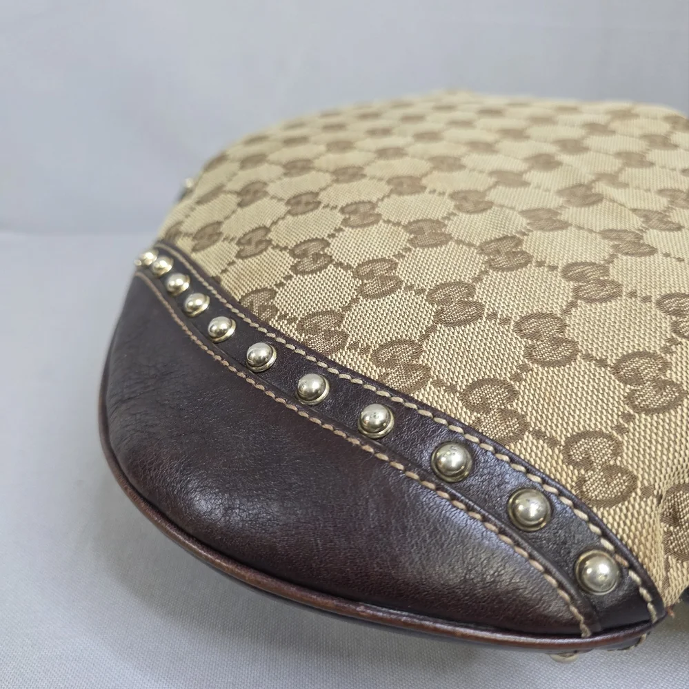 Gucci Beige Monogram Hobo Bag with Green-Red Stripe - Authenticated - Picture 12 of 16